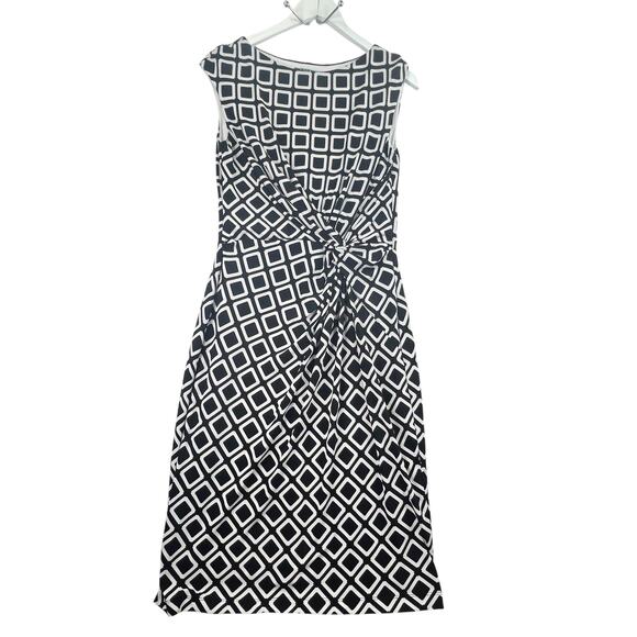 Lauren Ralph Lauren Dresses & Skirts - Lauren Ralph Lauren Black White Ruched Sleeveless Dress 10 Stretch Knee Length